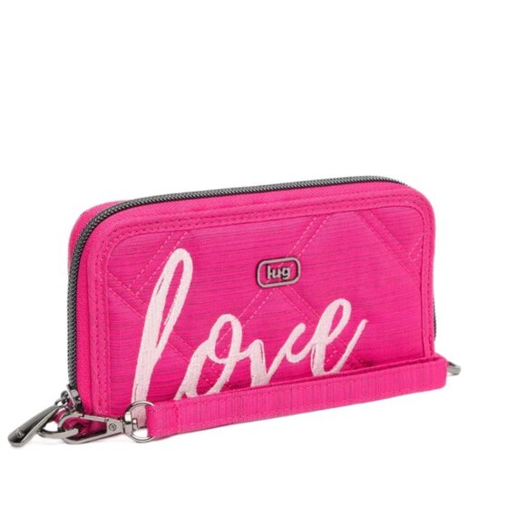 Lug Whirly Love RFID Wristlet Wallet Brushed Rosette Pink with Bubble Pink Love - Picture 2 of 12